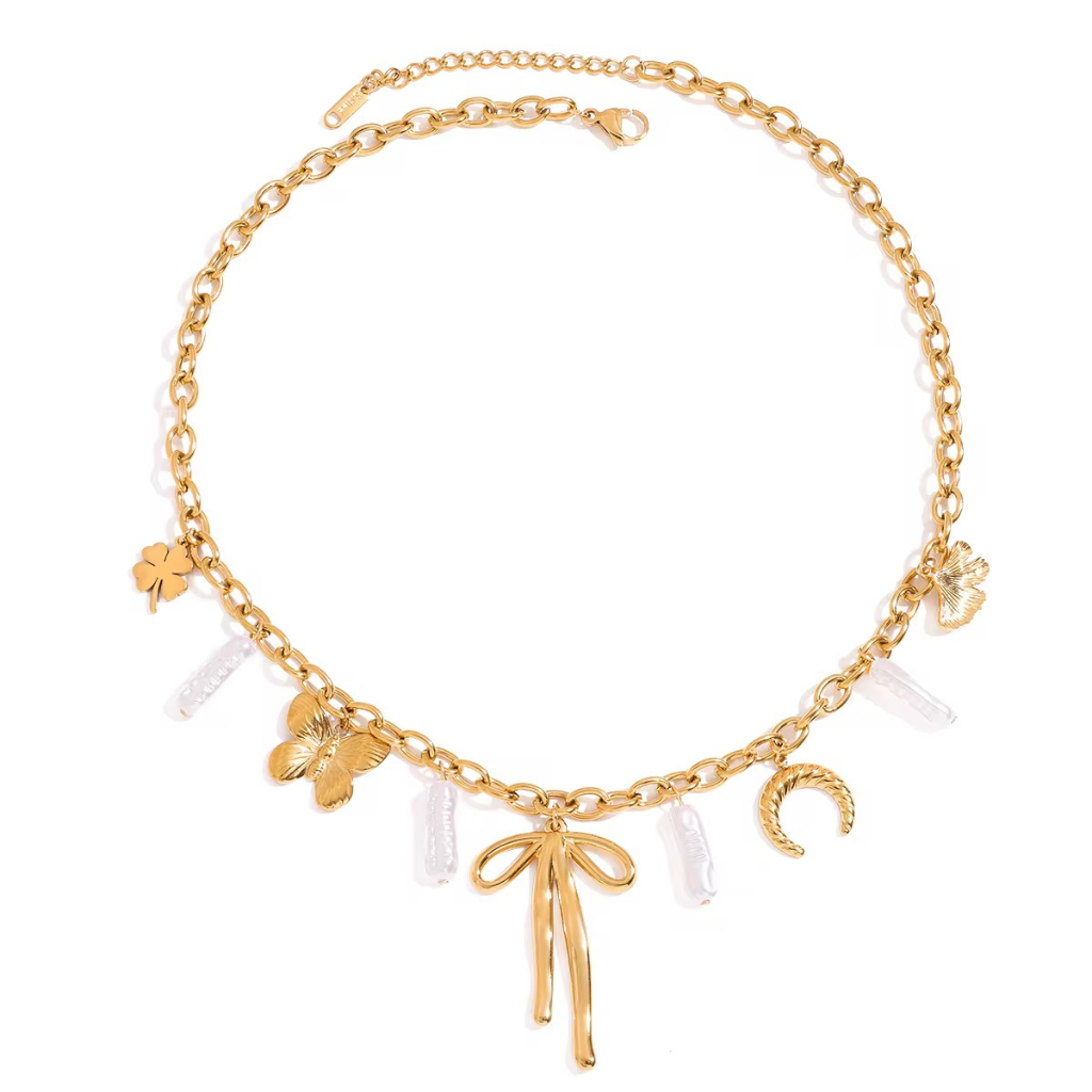 Lazo de Venus collar de acero inoxidable bañado en Oro