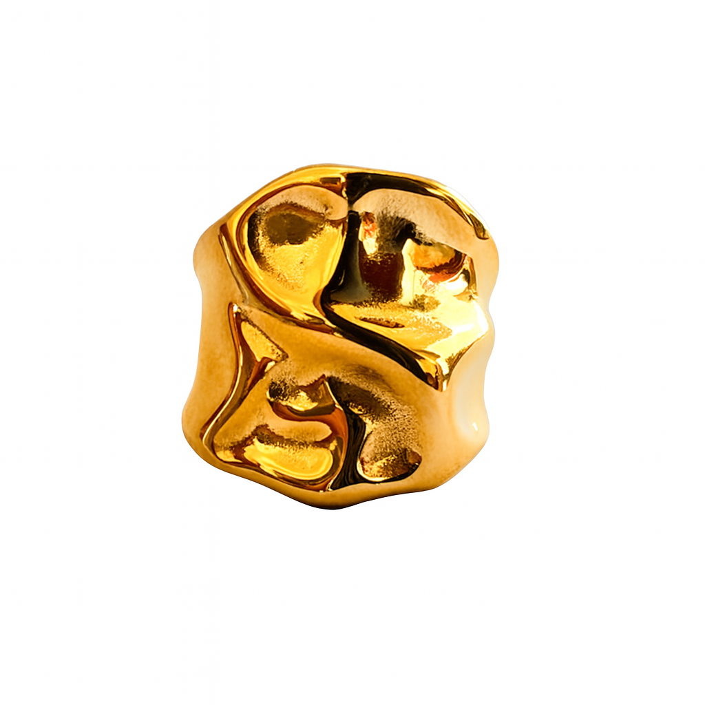Olas de Oro – Conjunto de Pulsera y Anillo Bañado en Oro 18K