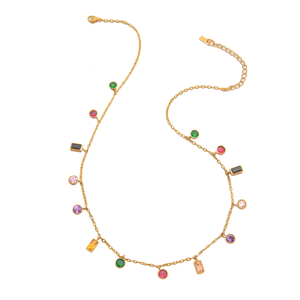 Marena – Collar bañado en Oro 18K con Piedras Multicolor