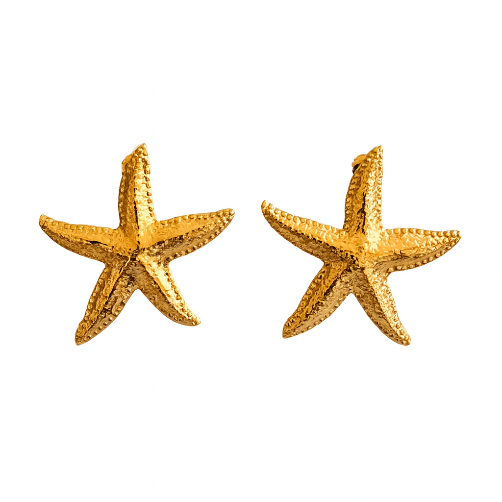 Tesoro de Mar – Pendientes de Estrella Marina Bañados en Oro 18K