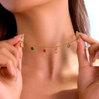 Marena  – Collar bañado en Oro 18K con Piedras Multicolor
