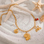 Raíz de Sal bañada en Oro 18k – Collar Dorado con Dijes Marinos