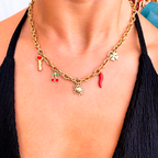 Spicy Sun – Collar Dorado con Dijes Esmaltados