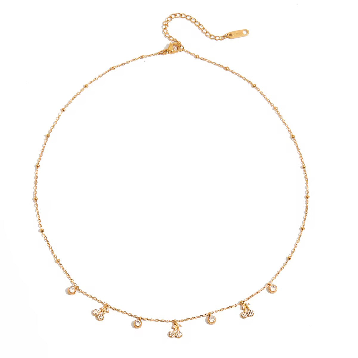 Mini Cherries 18K – Collar con Dijes de Cereza Baño de Oro