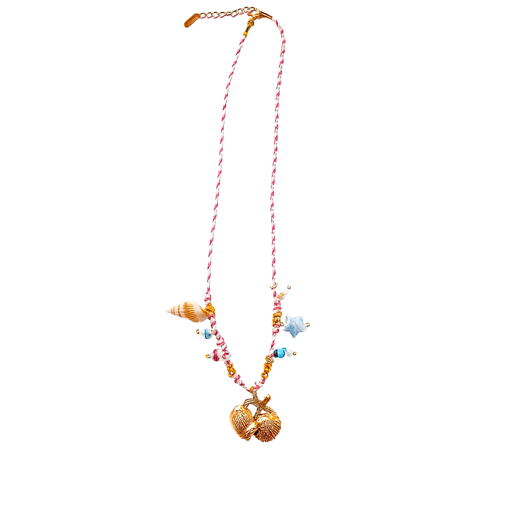 Fauna Marina 18k – Collar con Charms de Mar y Cordón Trenzado