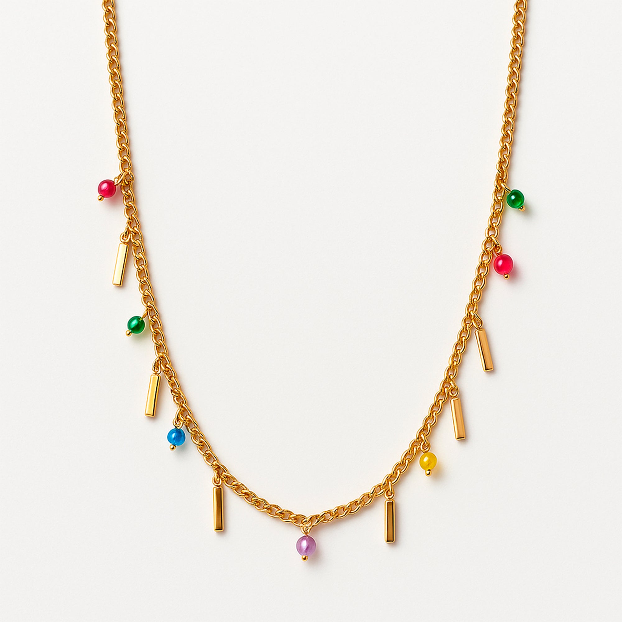 Gold Prisma – Collar Dorado con Cristales Facetados Multicolor