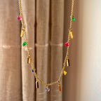 Gold Prisma – Collar Dorado con Cristales Facetados Multicolor