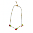 Sweet Pearl – Collar con Cerezas Rojas y Perlas Sintéticas