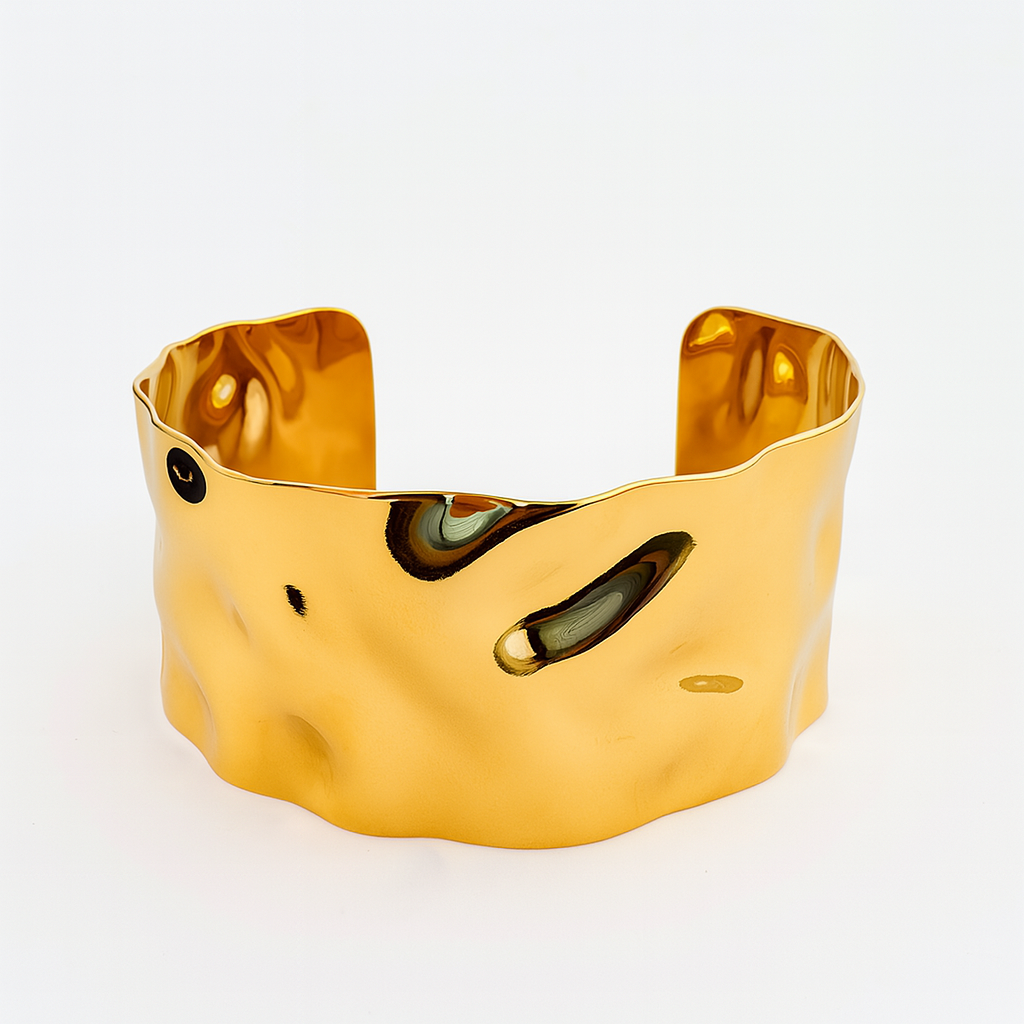 Marza 18K – Pulsera Ancha Dorada con Baño en Oro de 18K